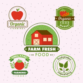 five fresh and local stamps vector