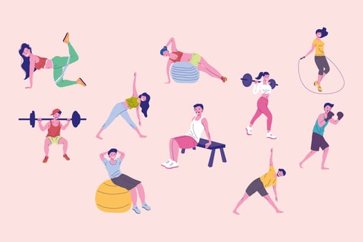 ten persons fitness sports vector