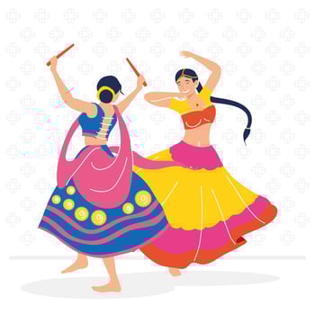 Navratri female dancers couple vector