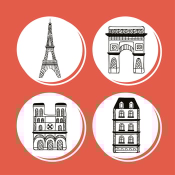four paris country icons vector