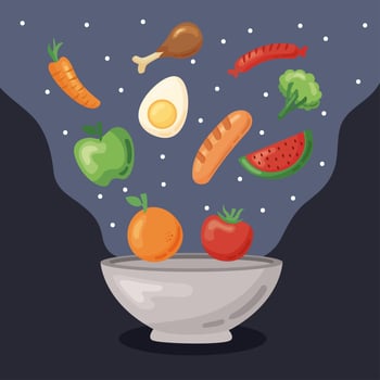 healthy food in bowl vector