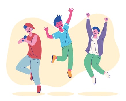 boys cartoons jumping collection vector