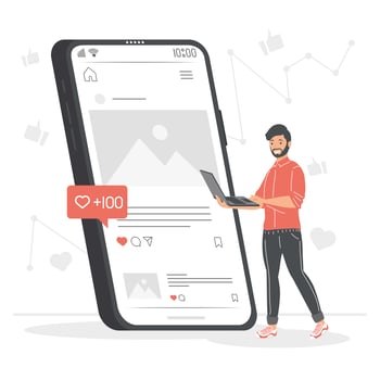 man with laptop and smartphone vector