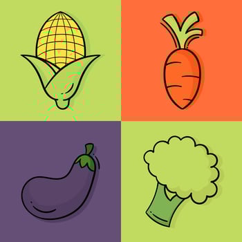 a collection of hand drawn illustrations with a vegetable theme vector