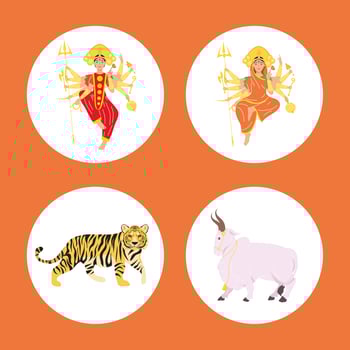four navratri sacred idols vector
