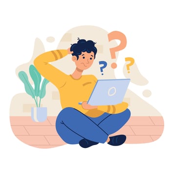 The guy behind the laptop has questions. vector