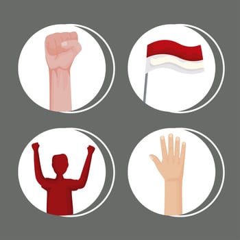 four indonesia celebration icons vector