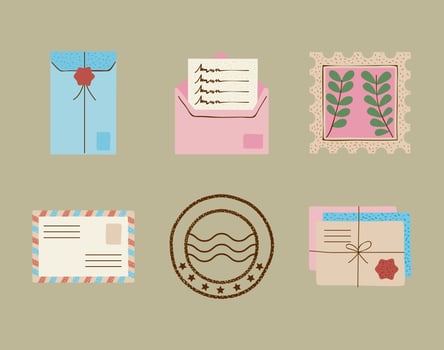 six postal service icons vector