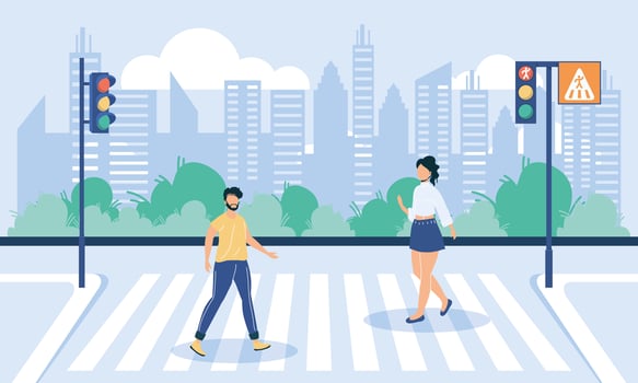 couple faceless pedestrian vector