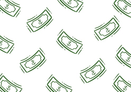 green flying dollar bill illustration pattern vector