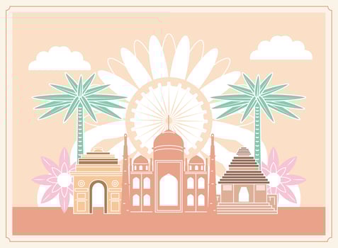 india famous temple and building vector