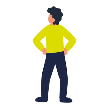 back view young man vector