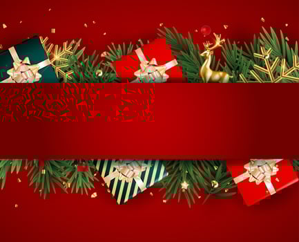 Christmas Holiday Party Background. Happy New Year and Merry Christmas Poster Template. Vector Illustration
