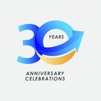 30 Years Anniversary Celebration Number Vector Template Design Illustration