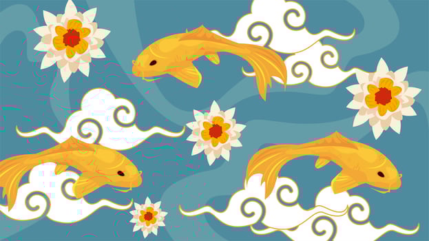 koi three fishes vector