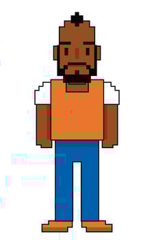 pixelated afro bearded avatar vector