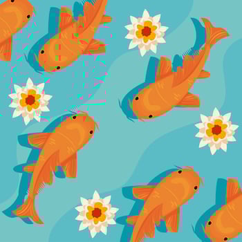 orange koi fishes vector