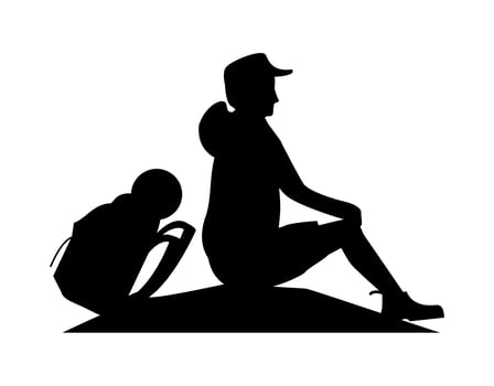 adventurer seated silhouette vector