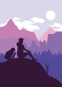 adventurer seated scene vector