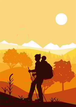 adventurer walker scene vector