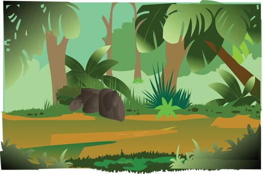 Landscape with deep forest background illustration vector