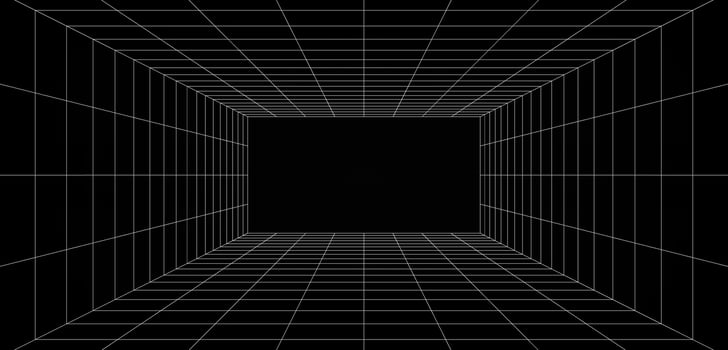 Futuristic digital hallway space blank gray-black color background with white grid space line color surfaces vector