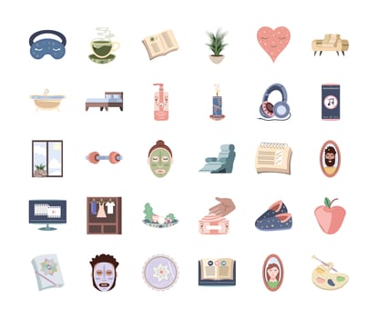set of self care vector