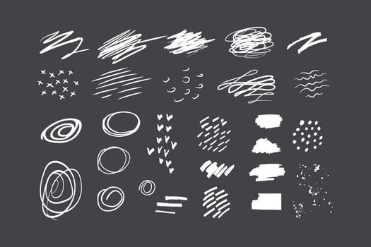 sloppy strokes and dots. handwriting outline drawn by hand. doodles - elements for design. blots are random and chaotic vector