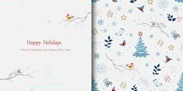 Winter holiday theme greeting card with seamless pattern for Christmas or new year decorative,celebrate party or invitation vector