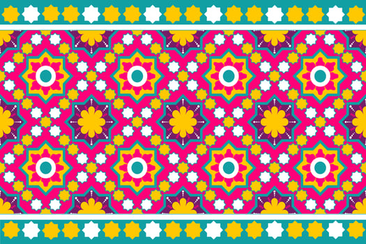 colourful Morocco and Indian ethnic motif seamless pattern with nature traditional background Design for carpet, wallpaper, clothing, wrapping, batik, fabric,Vector illustration embroidery style. vector