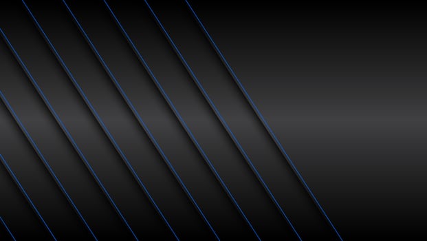 Black and blue material design background with blue diagonal lines, modern abstract widescreen vector illustration