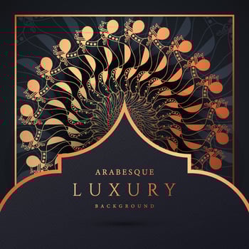 Luxury mandala background with golden arabesque pattern gold color. Ornament elegant invitation wedding card , invite ,Arabesque Pattern, Islamic, backdrop cover banner illustration vector design