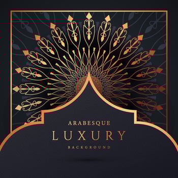 Luxury mandala background with golden arabesque pattern gold color. Ornament elegant invitation wedding card , invite ,Arabesque Pattern, Islamic, backdrop cover banner illustration vector design