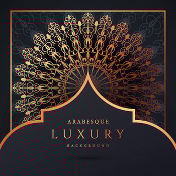 Luxury mandala background with golden arabesque pattern gold color. Ornament elegant invitation wedding card , invite ,Arabesque Pattern, Islamic, backdrop cover banner illustration vector design