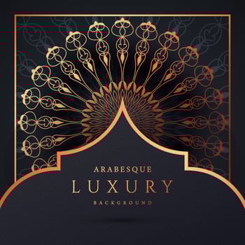 Luxury mandala background with golden arabesque pattern gold color. Ornament elegant invitation wedding card , invite ,Arabesque Pattern, Islamic, backdrop cover banner illustration vector design
