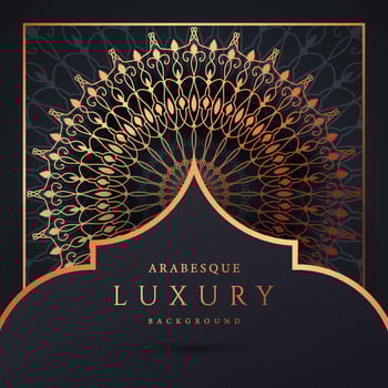 Luxury mandala background with golden arabesque pattern gold color. Ornament elegant invitation wedding card , invite ,Arabesque Pattern, Islamic, backdrop cover banner illustration vector design