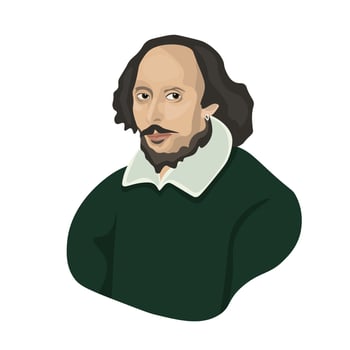 English poet and playwright William Shakespeare, vector portrait