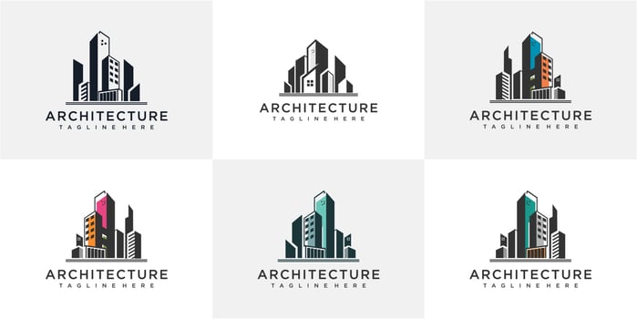 Set of Architecture logo design template. architecture logo design collections. building logo design vector