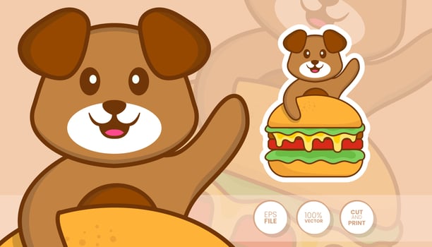 Hand drawn illustration of Cute dog. Cartoon character concept - Stickers vector