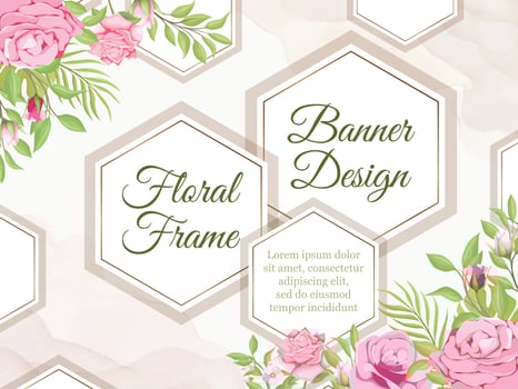 Wedding Banner Background Floral and Leaves Template vector
