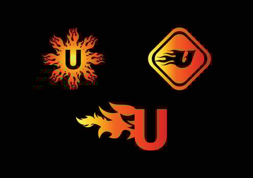 Fire U Letter Logo And Icon Design Template vector