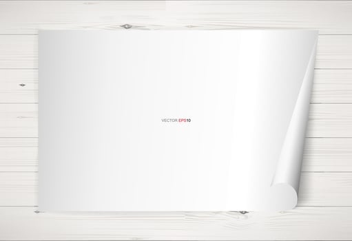 White paper sheet background on wood texture. Vector. vector