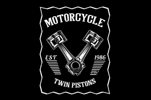 Motorcycle twin pistons silhouette design vector
