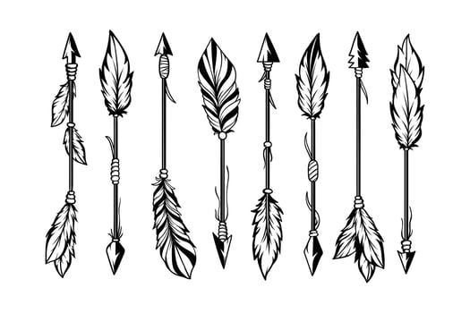Hand drawn ethnic arrows boho style vector