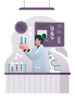 A Woman Analyze Plant in Her Laboratorium vector