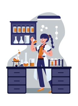 A Woman Scientist Check Her New Formula vector