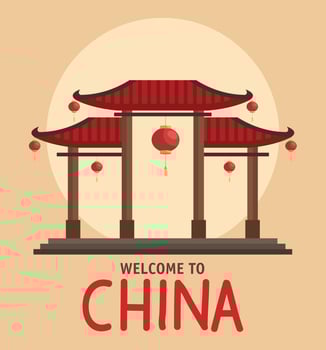 welcome to china with temple vector