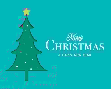 Merry Christmas Happy New Year With Christmas Tree Paper vector