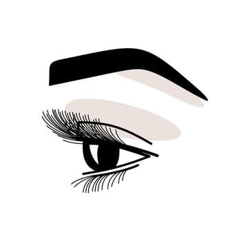 makeup vector logo on a white background. eyelashes and eyebrow. female face element