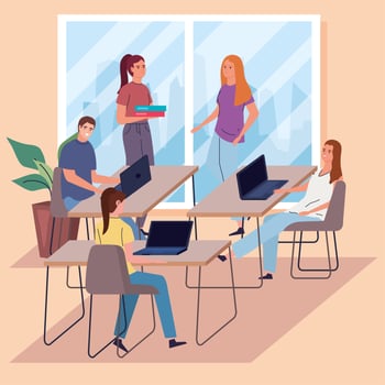 workers in workplace vector